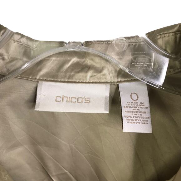 Chico's Jacket Womens Size 0 Gold Button Down Trucker‎ Style Elbow Length Sleeve - Picture 4 of 8